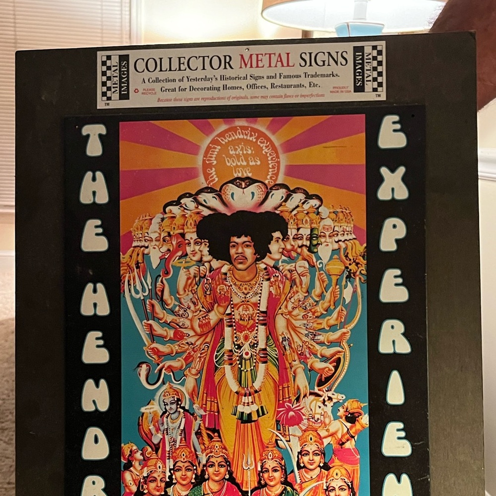 Vintage Jimmy Hendrix Metal Sign made in USA